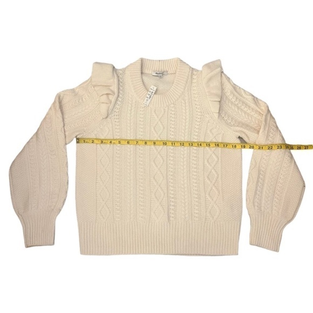 Madewell Hollydene Ruffle Shoulder Merino Wool Pullover Sweater in Antique Cream - Picture 11 of 15